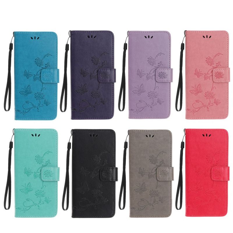 Etui Folio Samsung Galaxy Note 20 Ultra Szary Czarny Motyle I Kwiaty Stringów Etui Ochronne