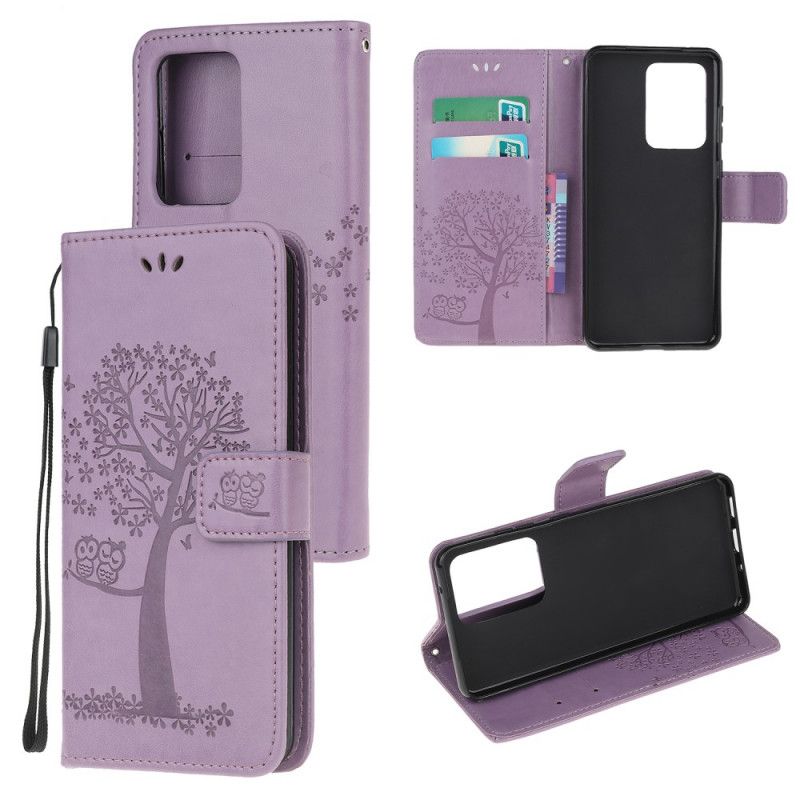 Etui Folio Samsung Galaxy Note 20 Ultra Szary Czarny Sowy Drzewne I Stringi Etui Ochronne