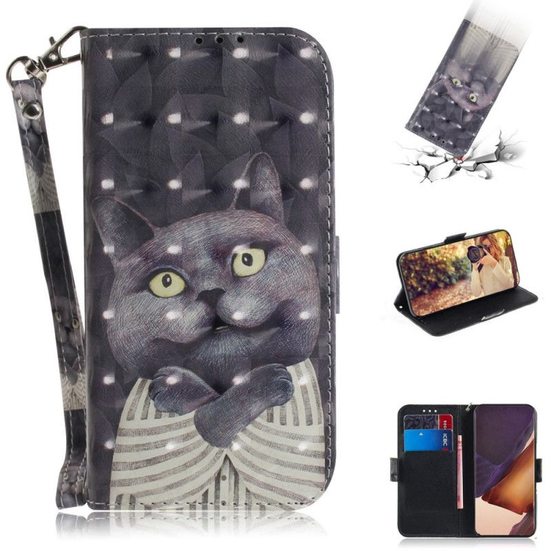 Etui Folio Samsung Galaxy Note 20 Ultra Szary Kot Ze Stringami