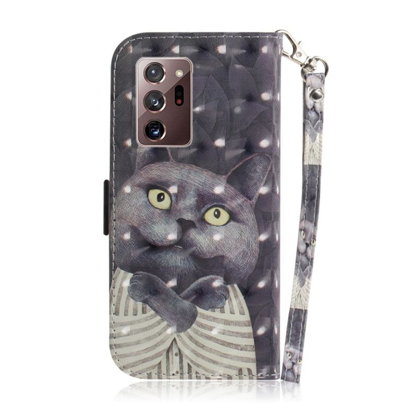 Etui Folio Samsung Galaxy Note 20 Ultra Szary Kot Ze Stringami