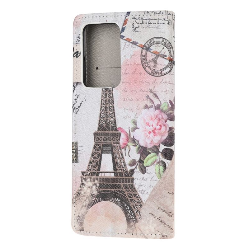 Etui Folio Samsung Galaxy Note 20 Ultra Wieża Eiffla W Stylu Retro Etui Ochronne