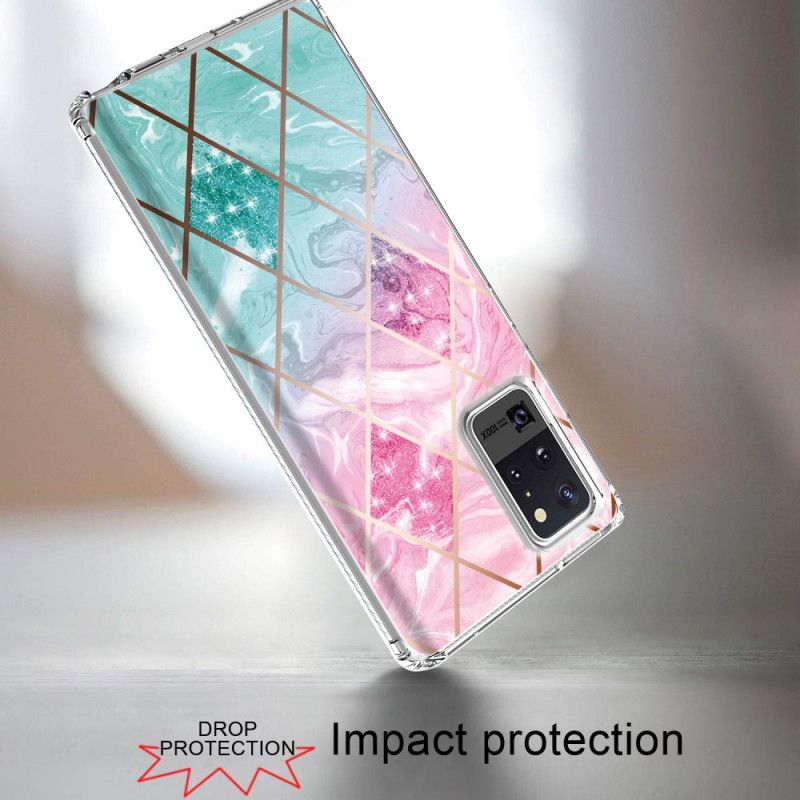 Etui Samsung Galaxy Note 20 Ultra Cyjan Różowy Marmurowy Brokat W Płytkach Etui Ochronne