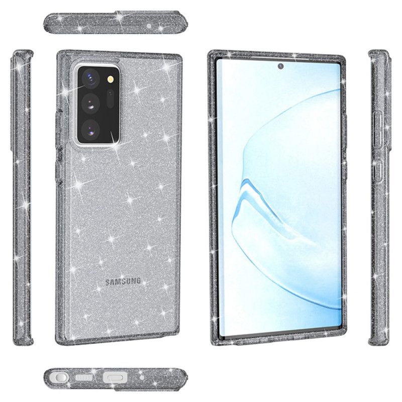 Etui Samsung Galaxy Note 20 Ultra Szary Czarny Proszek Brokatowy Etui Ochronne