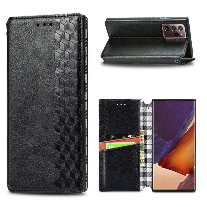 Flip Kotelot Samsung Galaxy Note 20 Ultra Szary Czarny Etui na Telefon Skórzany Pasek Z Efektem Diamentu