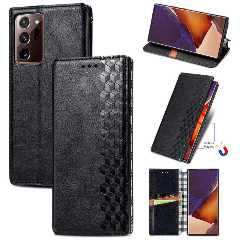 Flip Kotelot Samsung Galaxy Note 20 Ultra Szary Czarny Etui na Telefon Skórzany Pasek Z Efektem Diamentu