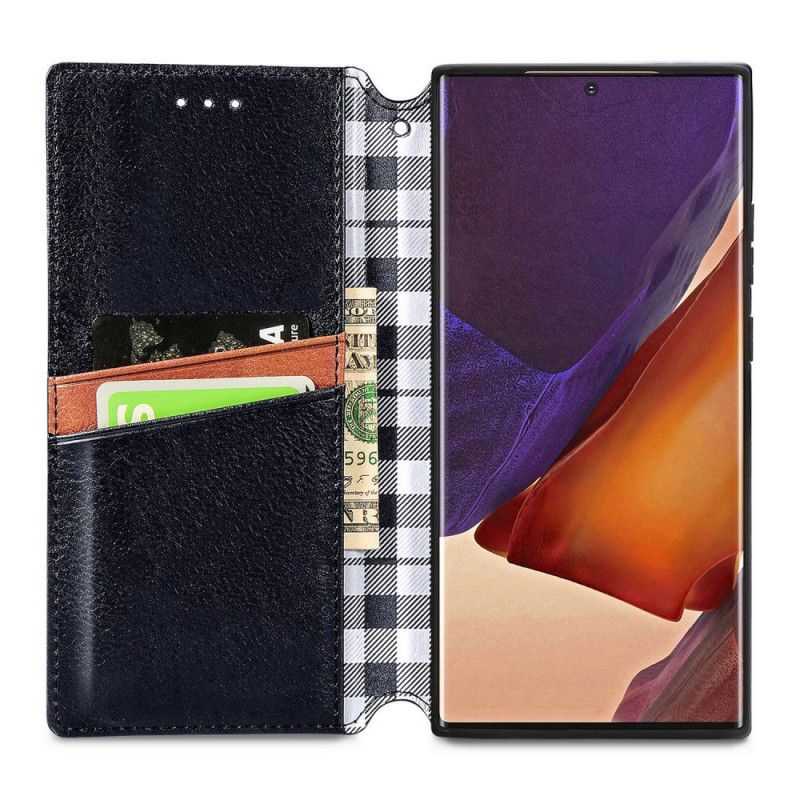 Flip Kotelot Samsung Galaxy Note 20 Ultra Szary Czarny Etui na Telefon Skórzany Pasek Z Efektem Diamentu