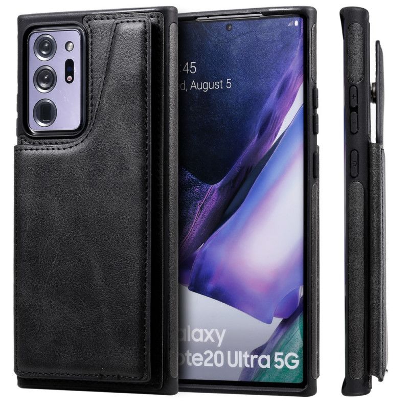 Futerały Samsung Galaxy Note 20 Ultra Czerwony Czarny Etui na Telefon Uchwyt Na Wizytówki Z Efektem Skóry