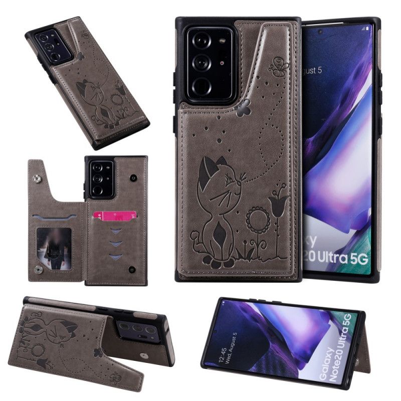 Futerały Samsung Galaxy Note 20 Ultra Czerwony Szary Etui na Telefon Uchwyt Na Kartę Kota