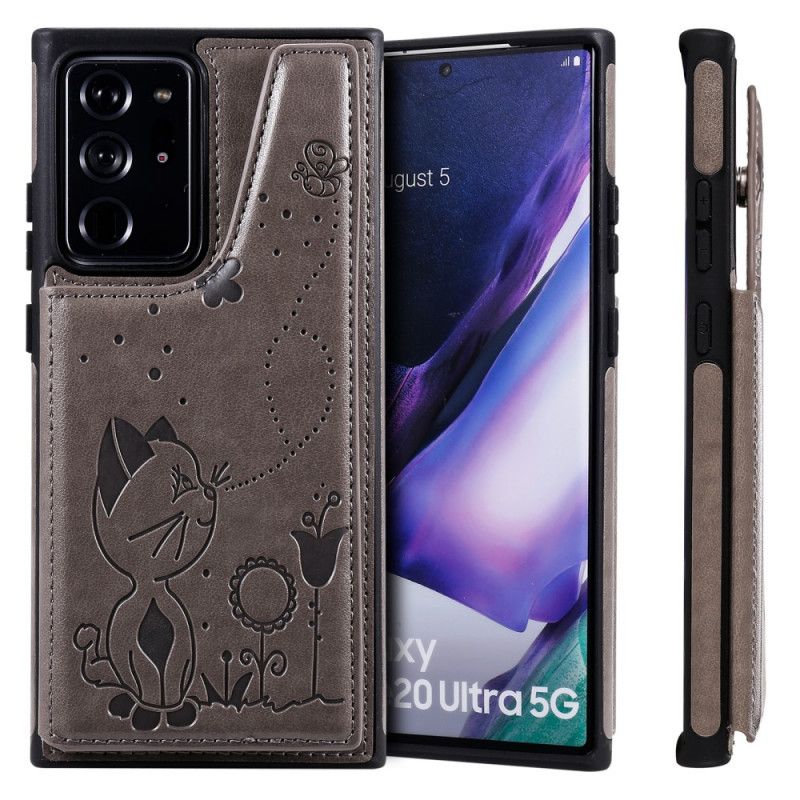 Futerały Samsung Galaxy Note 20 Ultra Czerwony Szary Etui na Telefon Uchwyt Na Kartę Kota