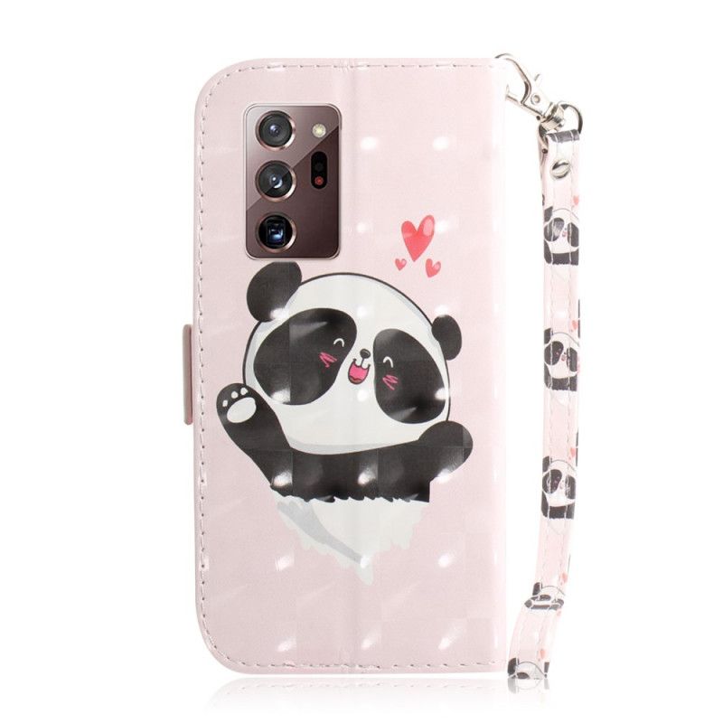 Skórzany Futerał Samsung Galaxy Note 20 Ultra Etui na Telefon Panda Love Ze Stringami