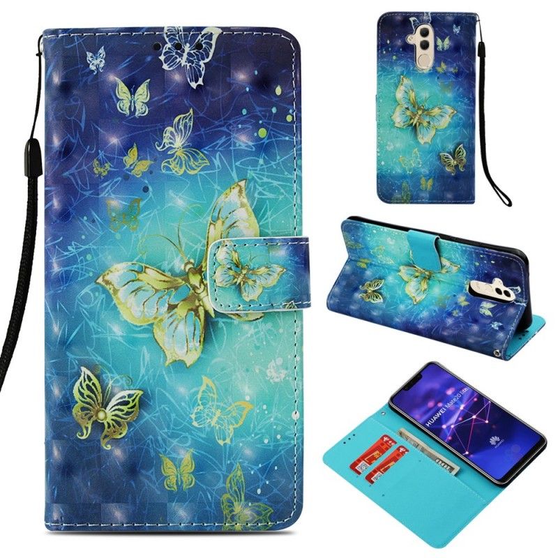 Etui Folio Huawei Mate 20 Lite 3D Złote Motyle