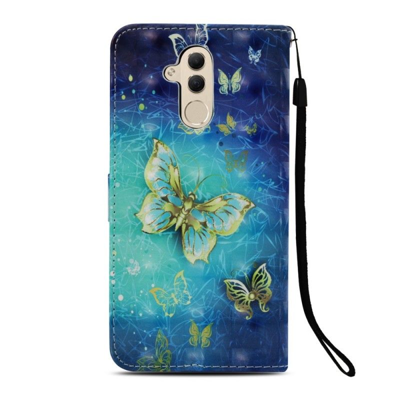 Etui Folio Huawei Mate 20 Lite 3D Złote Motyle