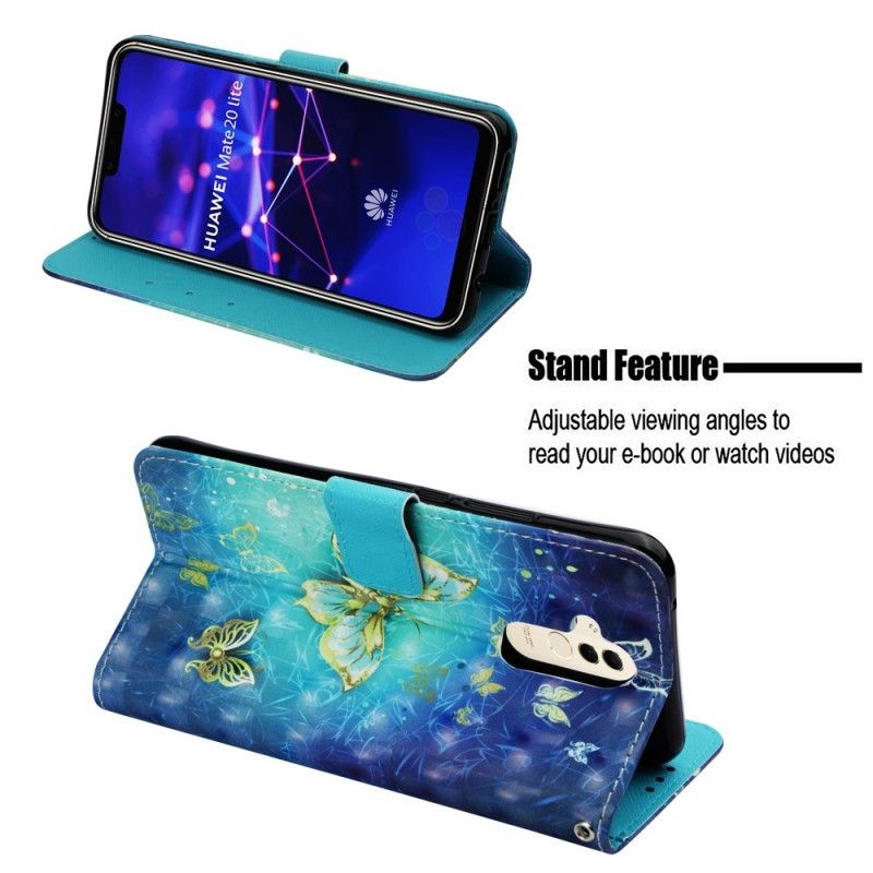 Etui Folio Huawei Mate 20 Lite 3D Złote Motyle