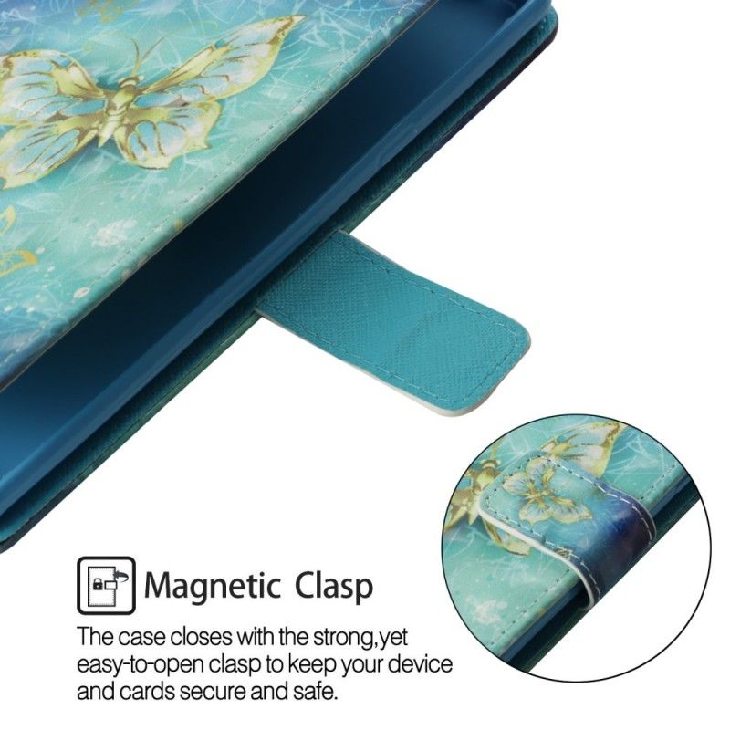 Etui Folio Huawei Mate 20 Lite 3D Złote Motyle