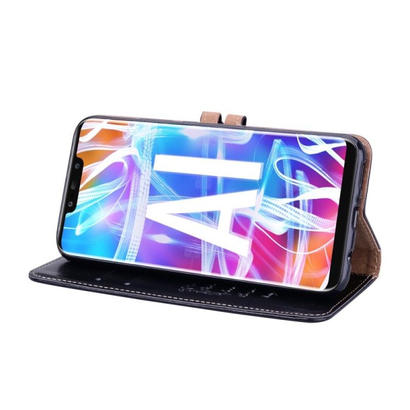 Etui Folio Huawei Mate 20 Lite Czerwony Czarny Efekt Skóry W Stylu Vintage Z Paskiem Etui Ochronne