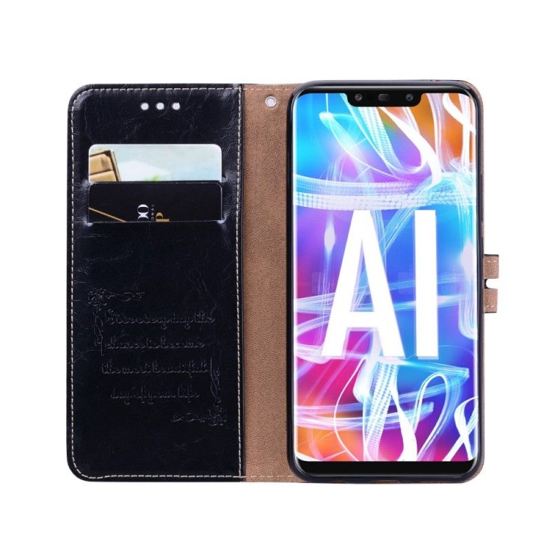 Etui Folio Huawei Mate 20 Lite Czerwony Czarny Efekt Skóry W Stylu Vintage Z Paskiem Etui Ochronne