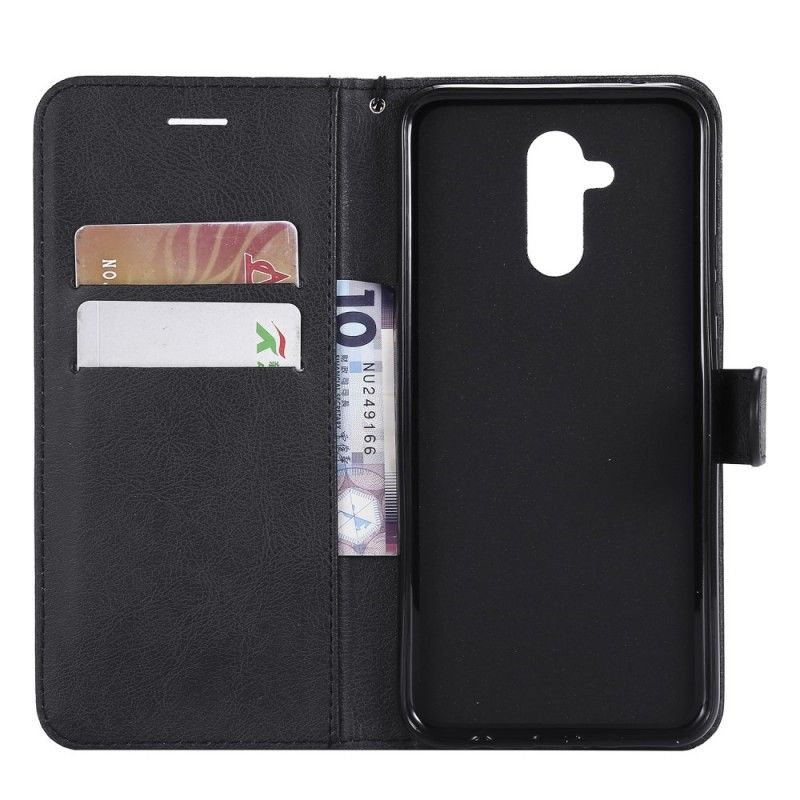 Etui Folio Huawei Mate 20 Lite Czerwony Czarny Efekt Skóry Z Paskiem Etui Ochronne