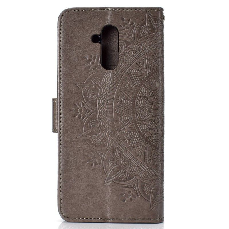 Etui Folio Huawei Mate 20 Lite Czerwony Szary Mandala Słońca