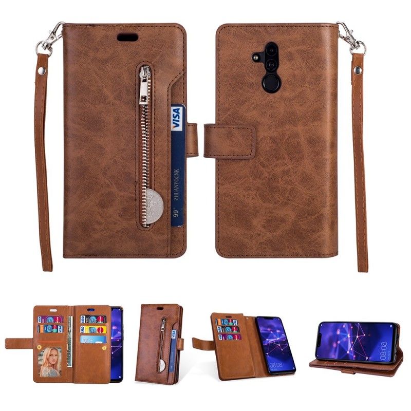 Etui Folio Huawei Mate 20 Lite Granatowy Czarny Portmonetka Na Monety Z Paskiem Etui Ochronne