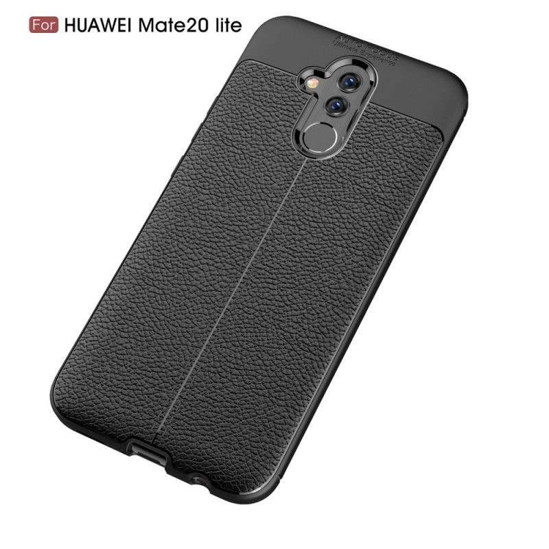 Futerały Huawei Mate 20 Lite Szary Czarny Efekt Skóry Z Podwójną Linią Liczi