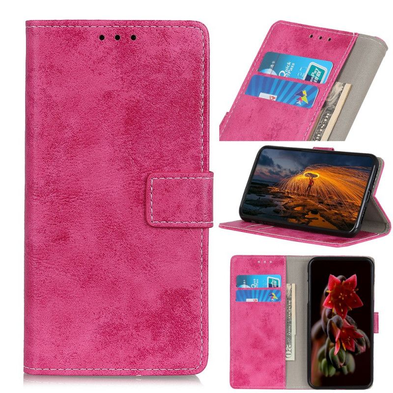 Etui Folio Alcatel 3 (2019) Magenta Szary Efekt Skóry W Stylu Vintage Etui Ochronne