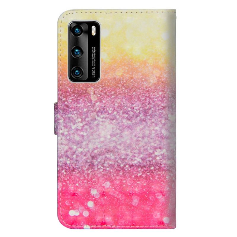 Etui Folio Huawei P40 Brokat Gradientu Magenta Etui Ochronne