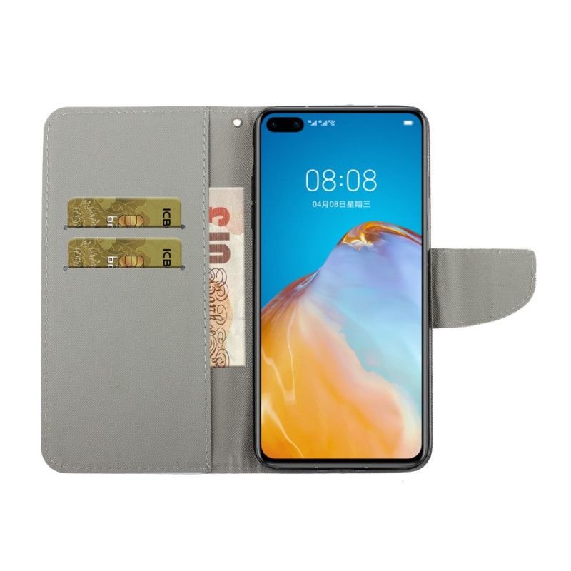 Etui Folio Huawei P40 Kot Nie Dotykaj Mnie Stringami