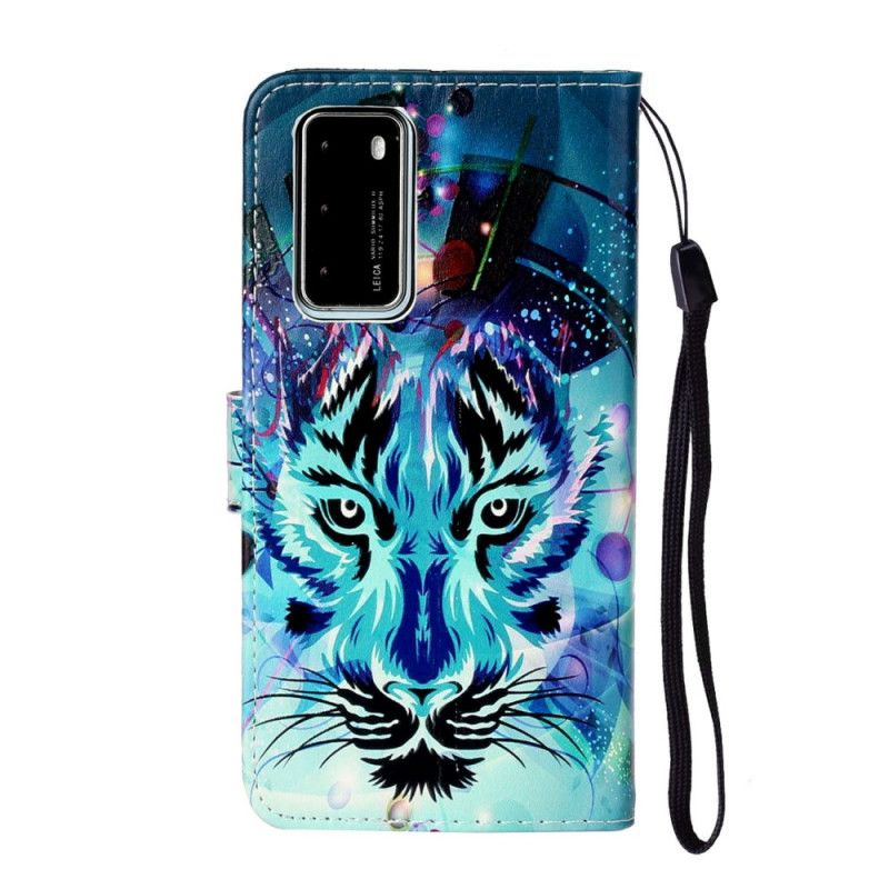 Etui Folio Huawei P40 Lodowy Tygrys