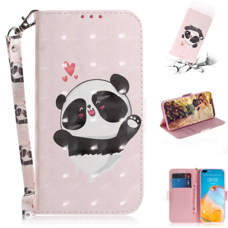 Etui Folio Huawei P40 Miłość Pandy Ze Stringami Etui Ochronne