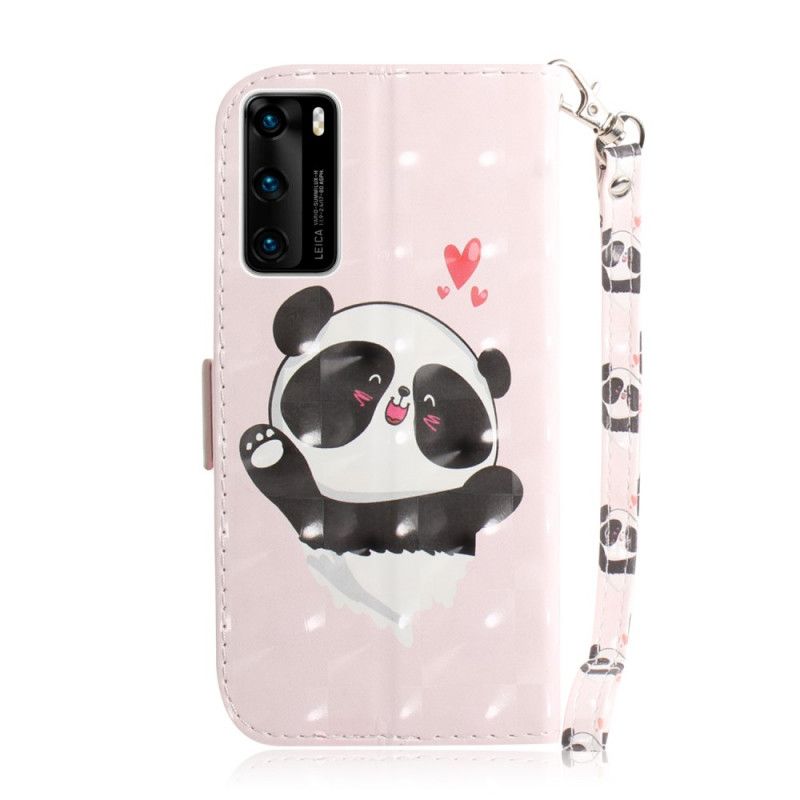 Etui Folio Huawei P40 Miłość Pandy Ze Stringami Etui Ochronne