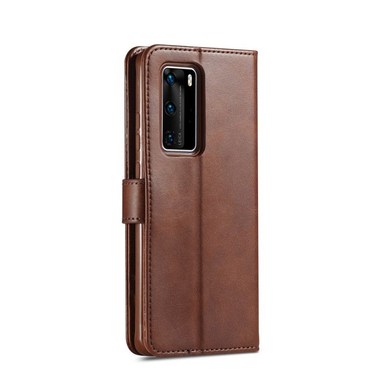 Etui Folio Huawei P40 Szary Czarny Efekt Skóry Lcimeeke Etui Ochronne