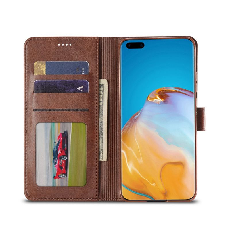 Etui Folio Huawei P40 Szary Czarny Efekt Skóry Lcimeeke Etui Ochronne