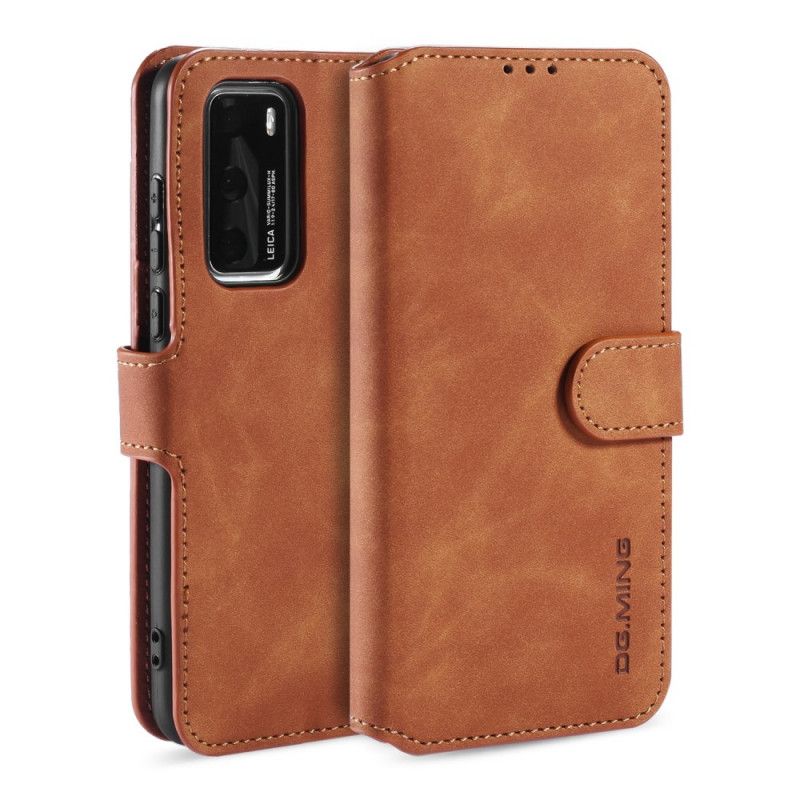 Etui Folio Huawei P40 Szary Czarny Retro Dg.Ming