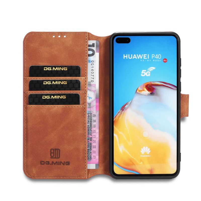 Etui Folio Huawei P40 Szary Czarny Retro Dg.Ming