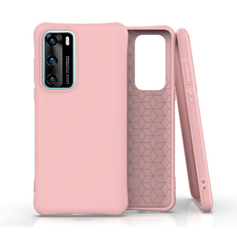 Etui Huawei P40 Czerwony Czarny Elastyczny Mat Silikonowy