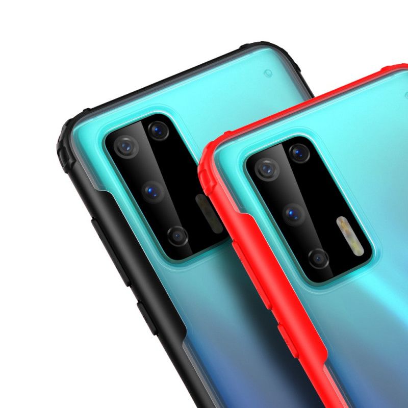 Etui Huawei P40 Czerwony Czarny Hybrydowa Silikonowa Konstrukcja Obręczy