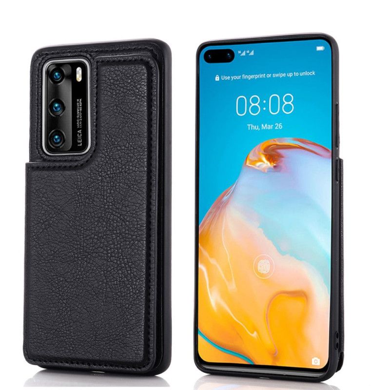 Etui Huawei P40 Czerwony Czarny Wspornik Posiadacza Karty Etui Ochronne