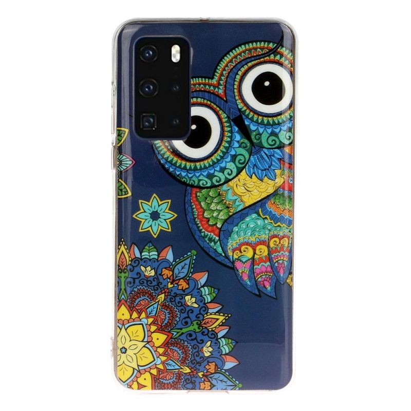 Etui Huawei P40 Fluorescencyjna Sowa Mandala