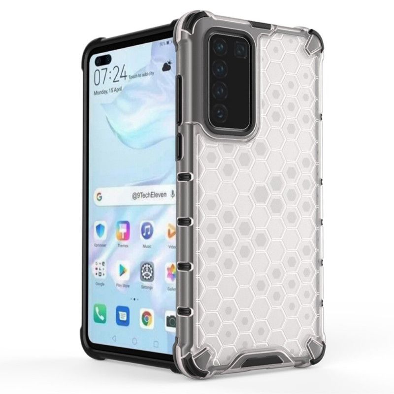 Etui Huawei P40 Granatowy Czerwony Styl Plastra Miodu Etui Ochronne