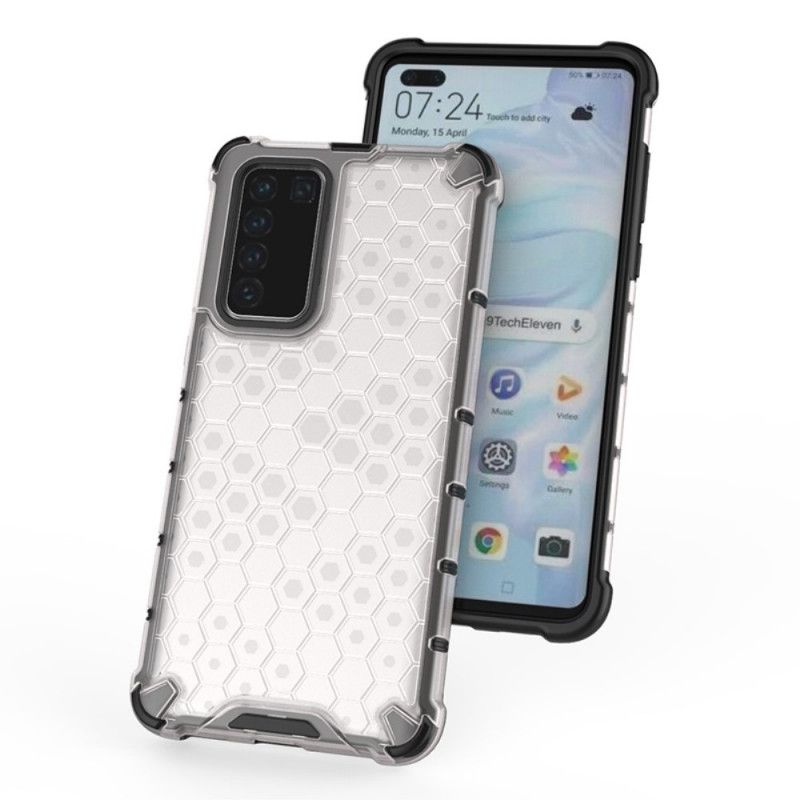 Etui Huawei P40 Granatowy Czerwony Styl Plastra Miodu Etui Ochronne