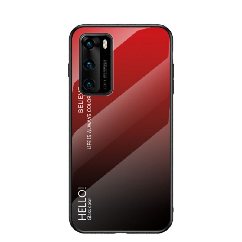 Etui Huawei P40 Jasnoniebieski Magenta Witam Szkło Hartowane