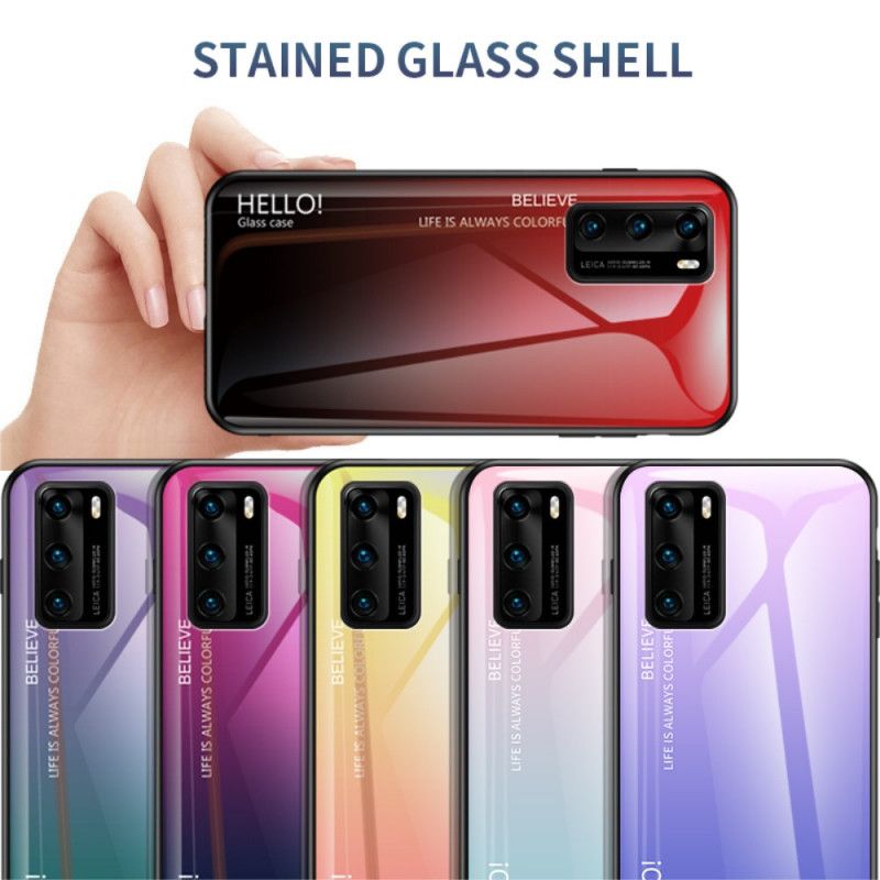 Etui Huawei P40 Jasnoniebieski Magenta Witam Szkło Hartowane