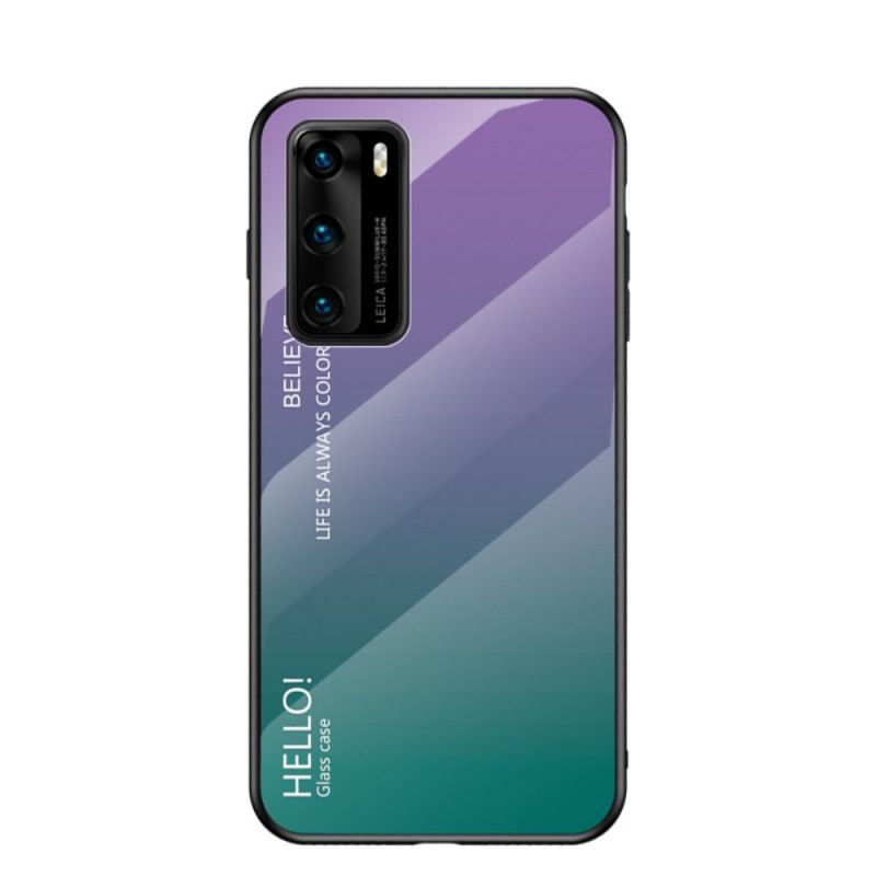 Etui Huawei P40 Jasnoniebieski Magenta Witam Szkło Hartowane