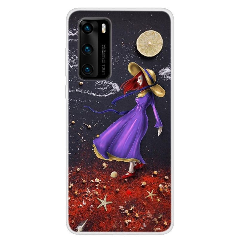 Etui Huawei P40 Kobieta W Morzu Etui Ochronne