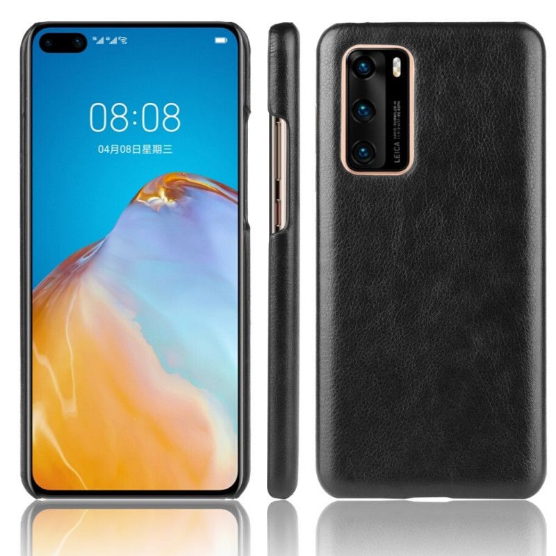 Etui Huawei P40 Szary Czarny Efekt Skóry Lychee Performance Etui Ochronne