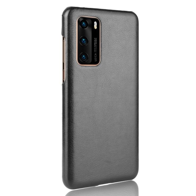 Etui Huawei P40 Szary Czarny Efekt Skóry Lychee Performance Etui Ochronne