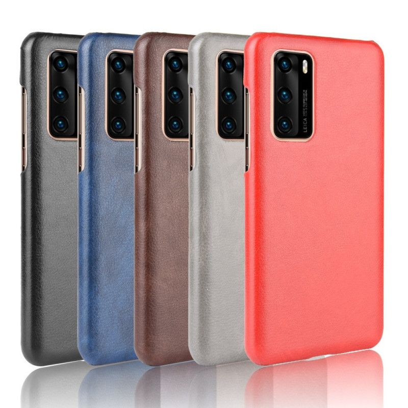 Etui Huawei P40 Szary Czarny Efekt Skóry Lychee Performance Etui Ochronne