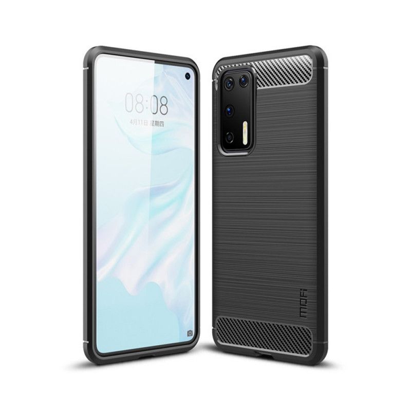 Etui Huawei P40 Szary Czarny Mofi Szczotkowane Włókno Węglowe Etui Ochronne