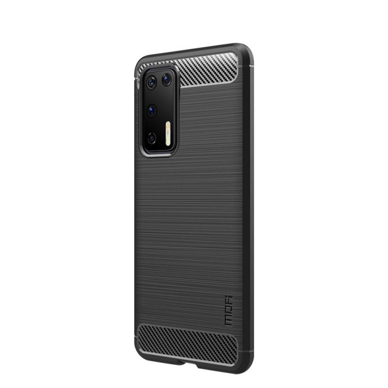 Etui Huawei P40 Szary Czarny Mofi Szczotkowane Włókno Węglowe Etui Ochronne