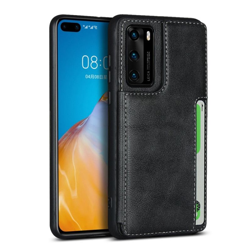 Etui Huawei P40 Szary Czarny Uchwyt Na Kartę I Smycz Etui Ochronne